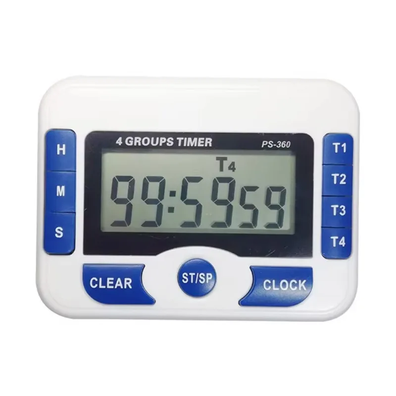 Digital Kitchen Timer 4 Channel LCD Display PS-360 Count Up Down Custom Logo for Kitchen Lab Cooking Baking Portable Timing Tool