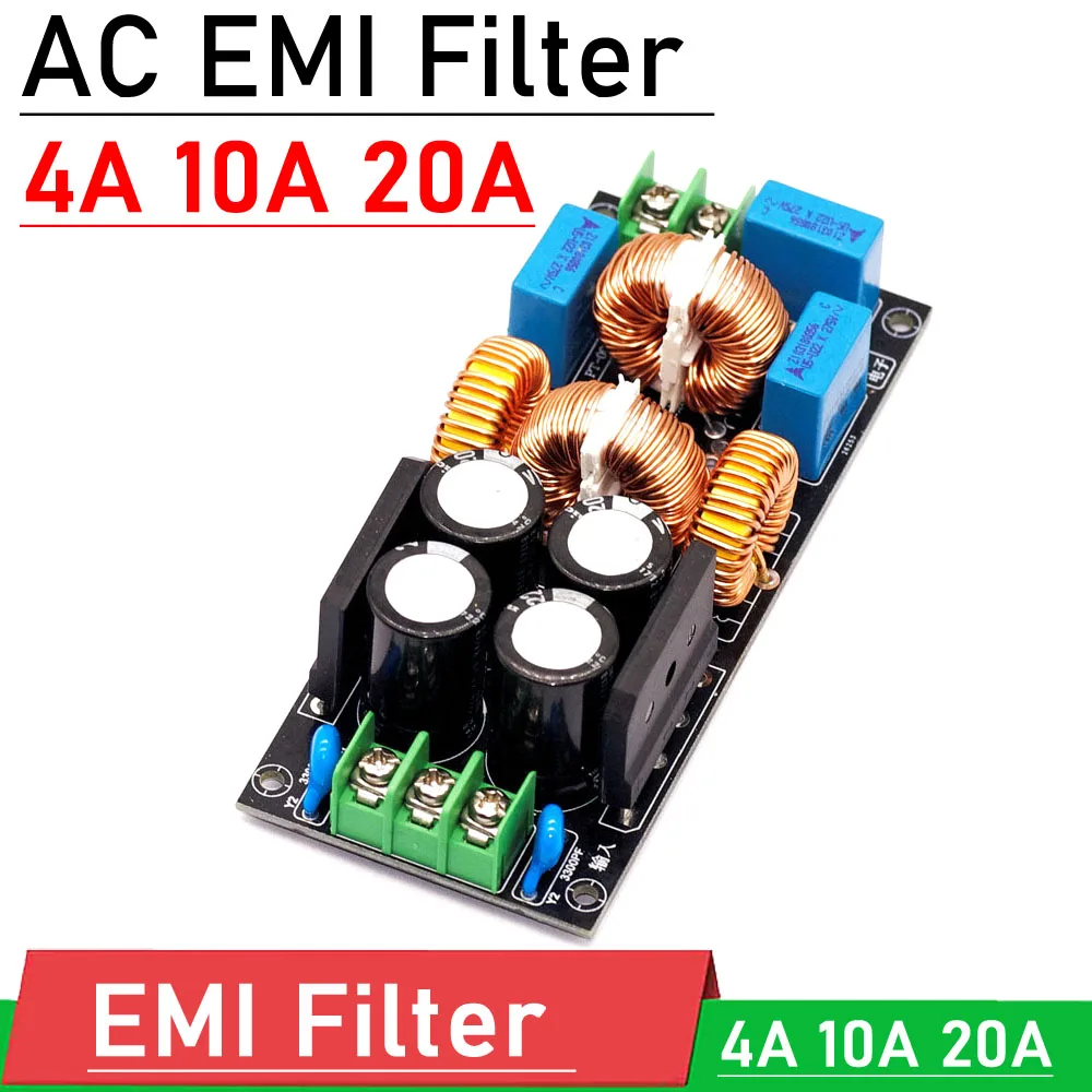 4A 10A 20A AC EMI Filter Audio Power Amplifier EMC EMI Electromagnetic Interference Purify Power DC Differential Mode Common