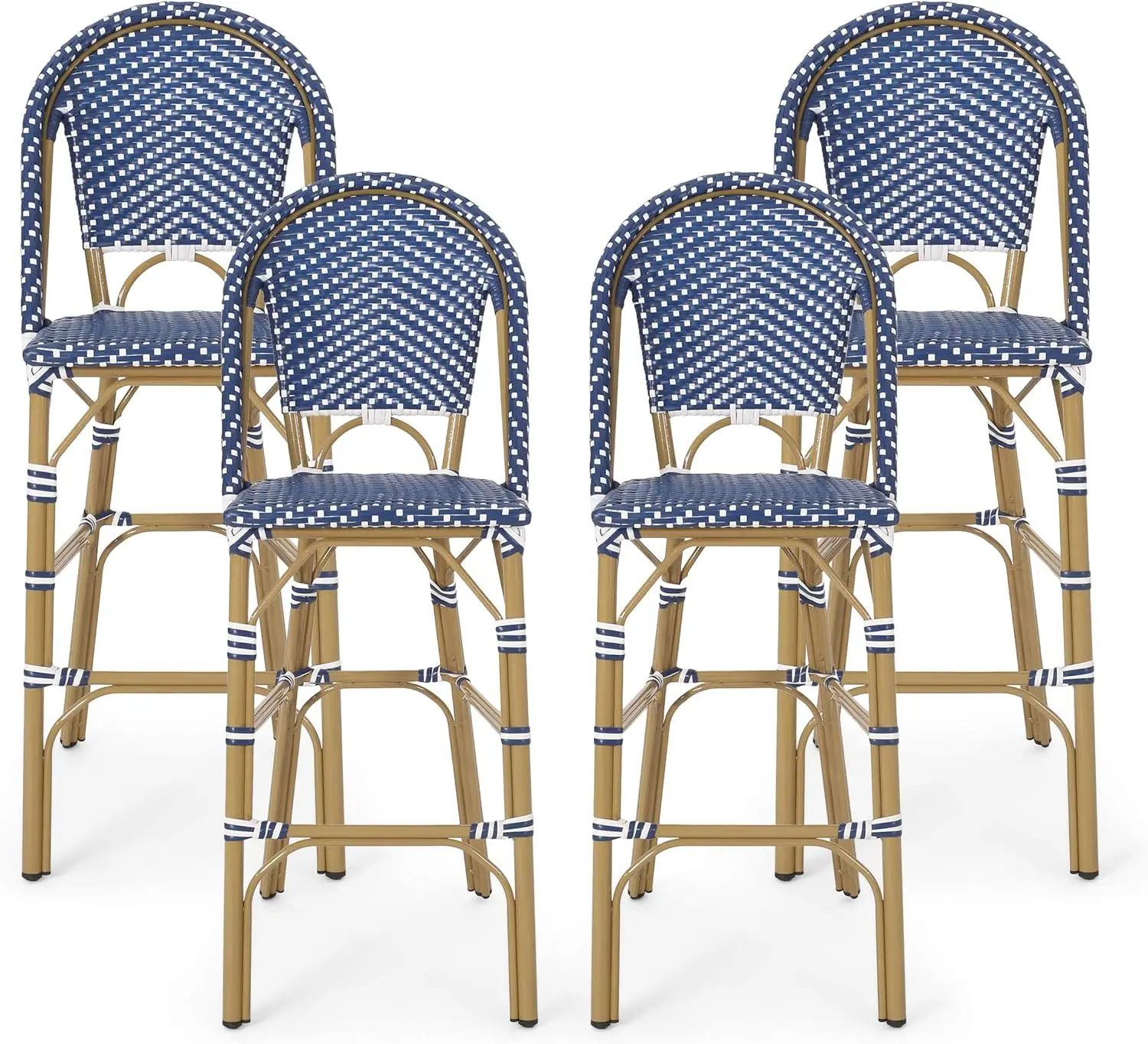 Outdoor Kinner Barstool, Teal escuro, branco e bambu impressão acabamento, 314451