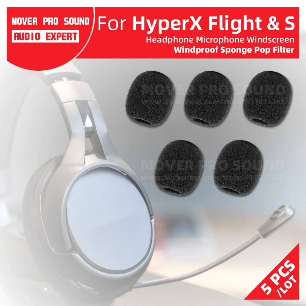 5PCS Headphone Mic Cover Foam Shield For Kingston HyperX Cloud Flight S Hyper X Headset Pop Filter Microphone Sponge Windscreen