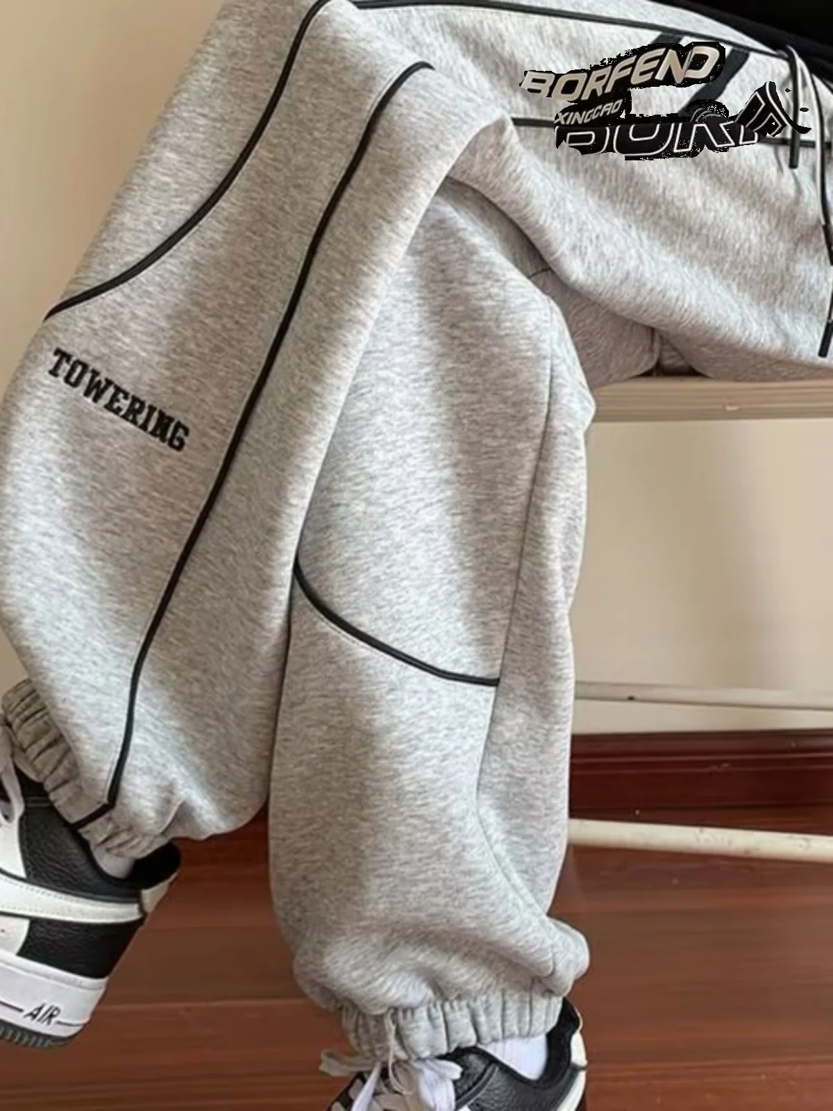 

Men's Baskeall Casual Loose Fit Pants Spring Autumn Wide Leg Cuffed Sweatpants Trendy Large Size Comfortable Long Trousers