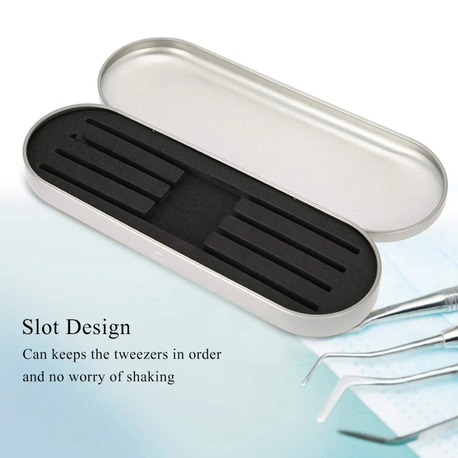 Portable Eyelash Extension Tweezer Case, 4-Compartment Storage Box, Multi-Color Lash Tweezer Organizer