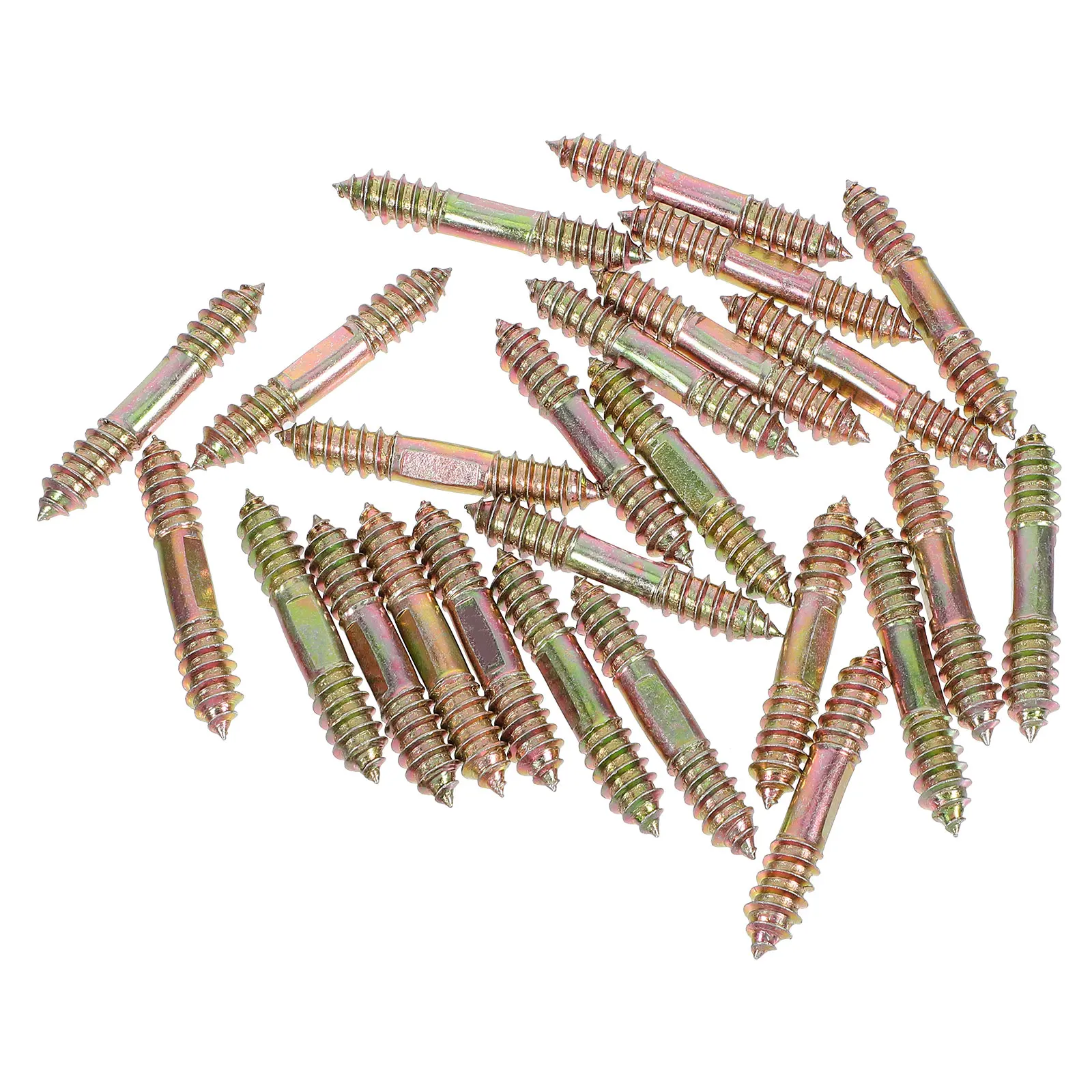 

25pcs Double Headed Self Tapping Flat Tail Double Threaded Furniture Connector Hardware For Sofas Chairs Tables Stair Cabinet
