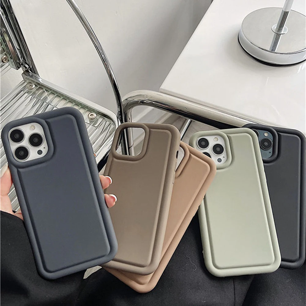 For phone 16 ProMax case iPhone 16 15 14 13 11 12 ProMax Mini 6 7 8 SE Plus Pro silicone solid color protective cover anti-fall