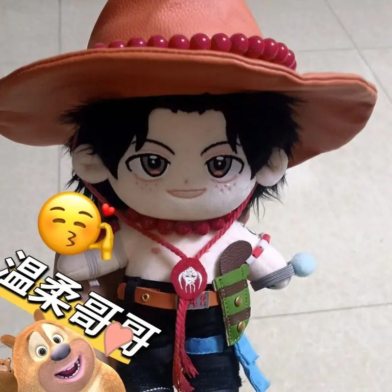 anime One Piece Portgas·D·Ace 20cm cotton doll Portable plush toy doll kawaii big head doll Soft sofa furnishings holiday gifts
