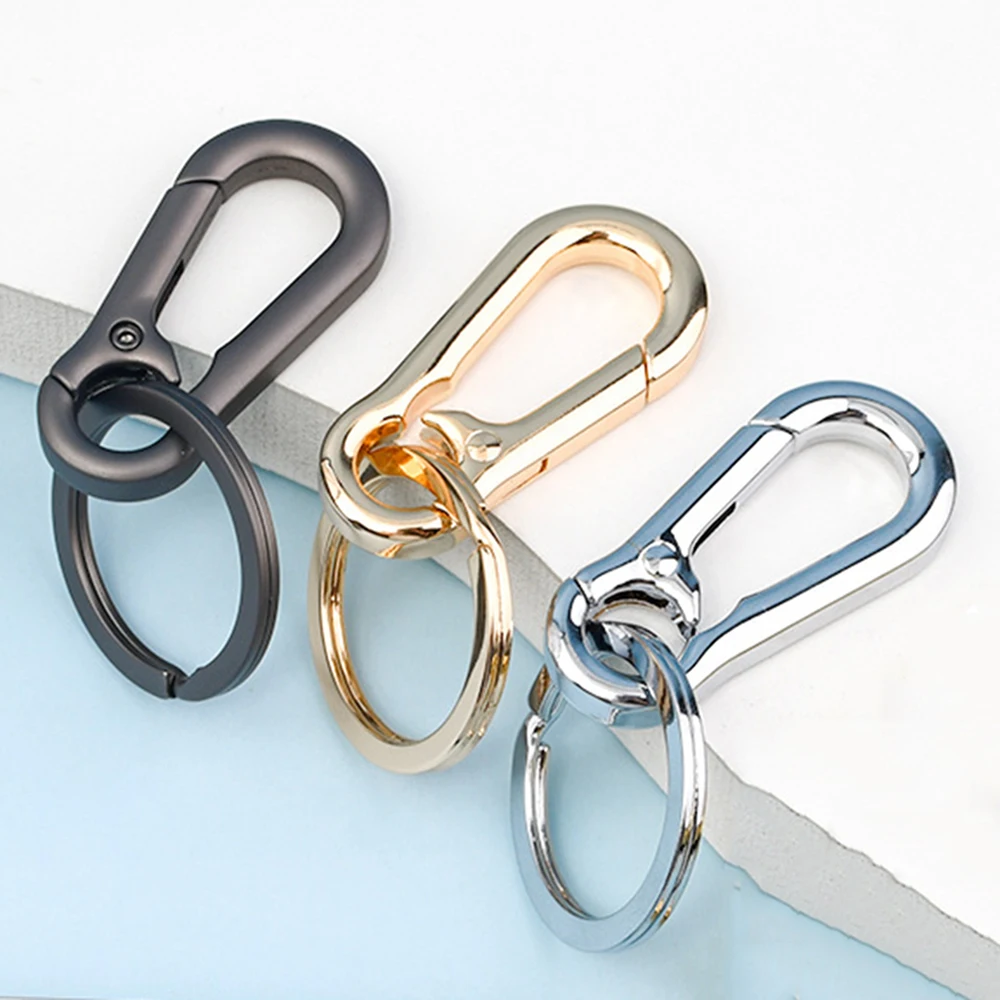 Fashion Solid Color Business Keychains Simple Metal Keyrings for Men Car Hook Clasp Climbing Buckle Accessories Auto Show Gifts