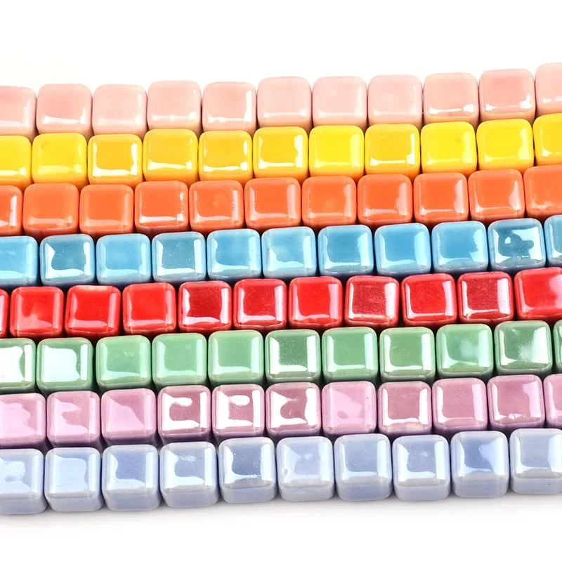 6/8/10mm Chinese Cube Ceramic Beads Square Spacer Porcelain Loose Beads for Jewelry Bracelets Pendants Making DIY Finding