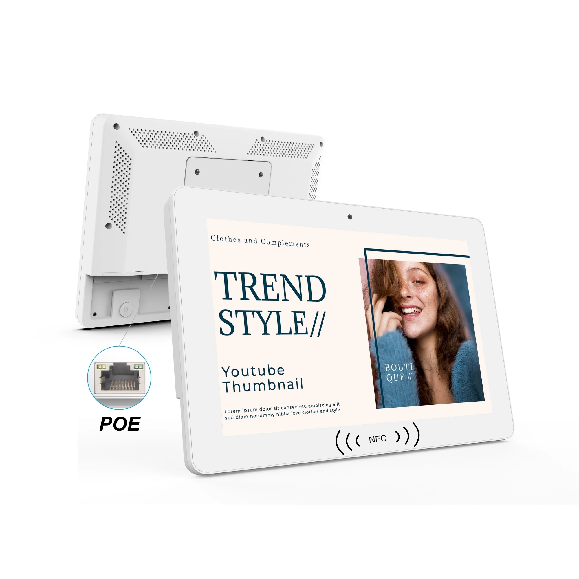 10.1 Inch Wall Mount LCD Digital Signage Tablet PC RK3576S Android 14 4+32GB Touch Screen Optional NFC POE Commercial Display