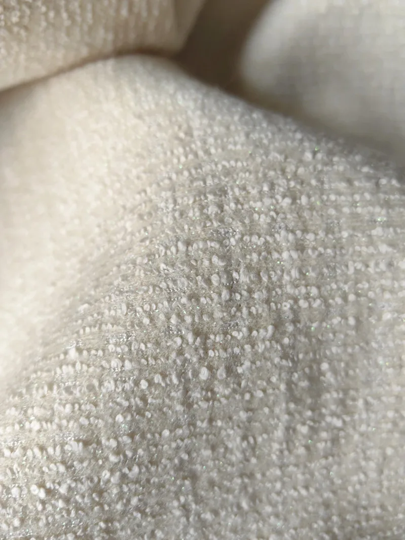 

Silk Wool Knitted Spring Summer Micro Elastic Bright Tead Tweed Small Fraance Sle Fabric Material Home Sponge Pad