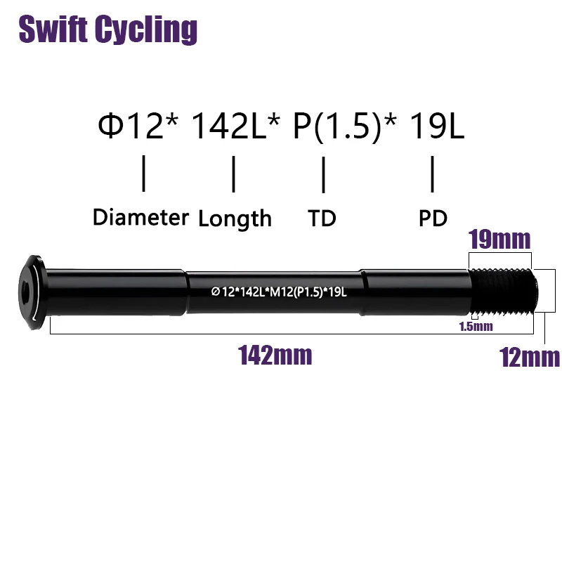 Swift – brochettes d'arbre de fourche avant pour vélo de route et vtt, M12xP1.0/1.5/ 12x142/148, accessoires de roue à dégagement rapide