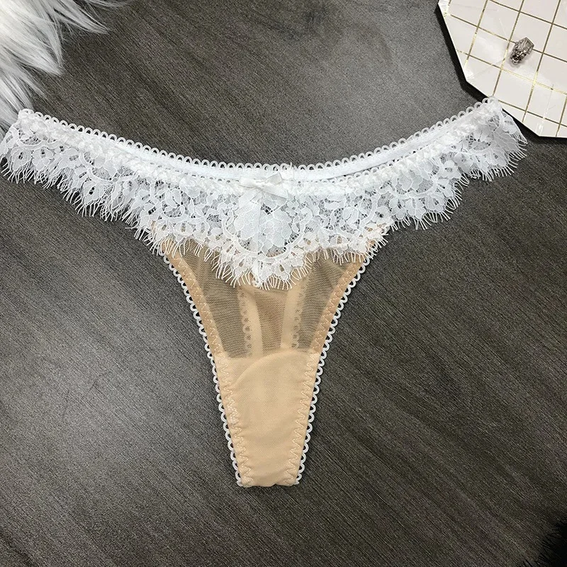 Sexy Thongs for Lady Low-waist Lace Pantie Bikini G-String Cotton Base Underpants Birthday Appointment Gift Temptation Knickers