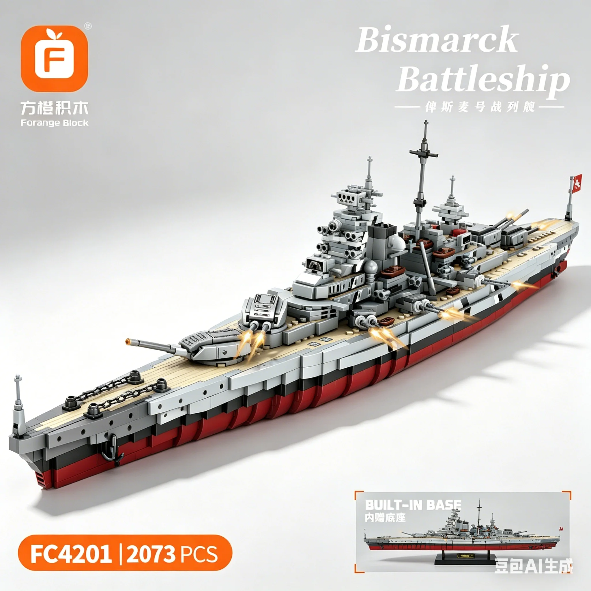 

Bismarck Battleship Aircraft Boys Small Particle Assembly Building Blocks Toy Historical Military Educational Playset NO.FC4201