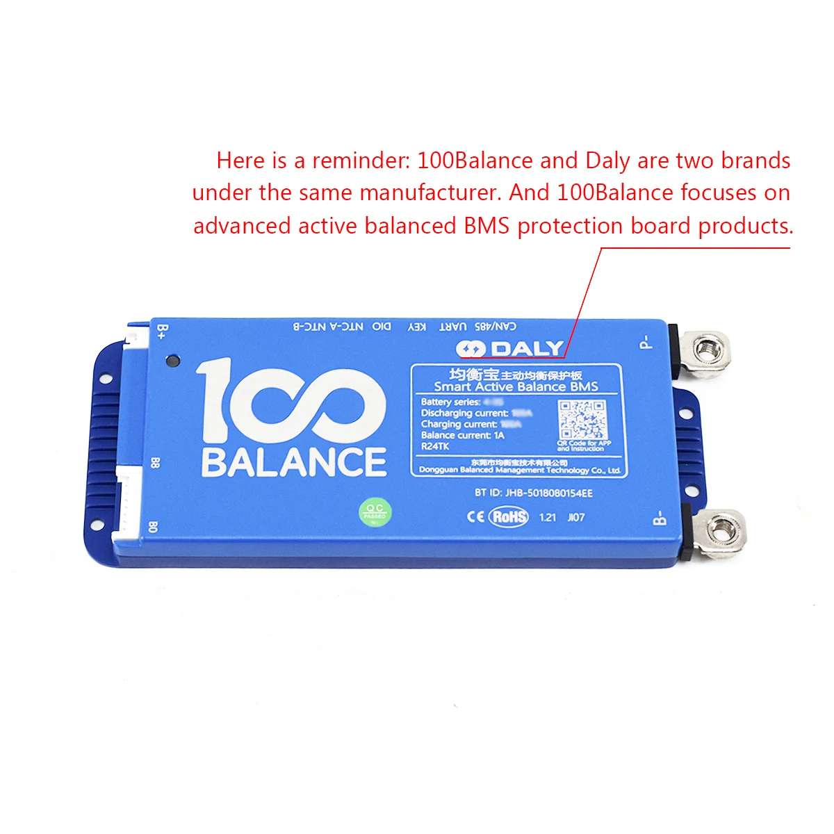 Daly Smart Active Balance BMS 100Balance Brand 8-17S 40-100A Lithium Battery Protection Board Li-ion LiFePo4 LTO Build-in BT