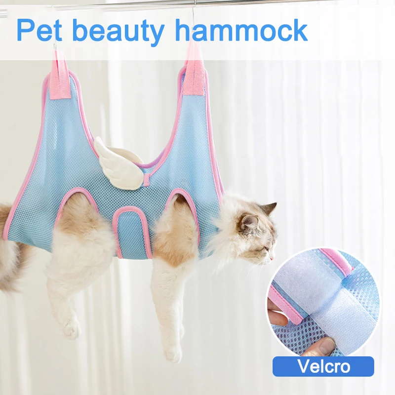 Beauty Hammock For Cat Dogs Grooming Bath Trimming Restraint Bag Nail Cutting Anti Scratch Bite Fixed Bag Accessories For Cats