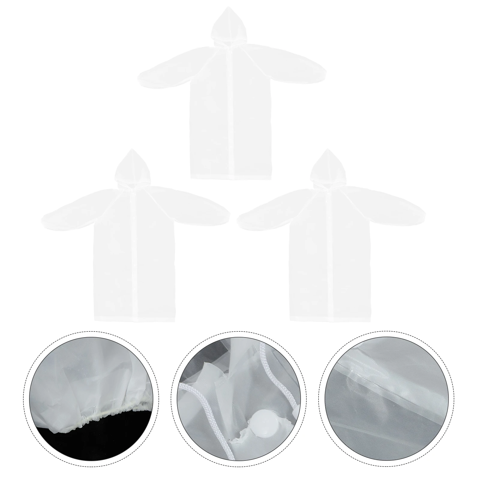 

3 Pcs Rain Coat Hatted Poncho Raincoats for Adults Outdoor Cover White Camping Lightweight Hiking Man