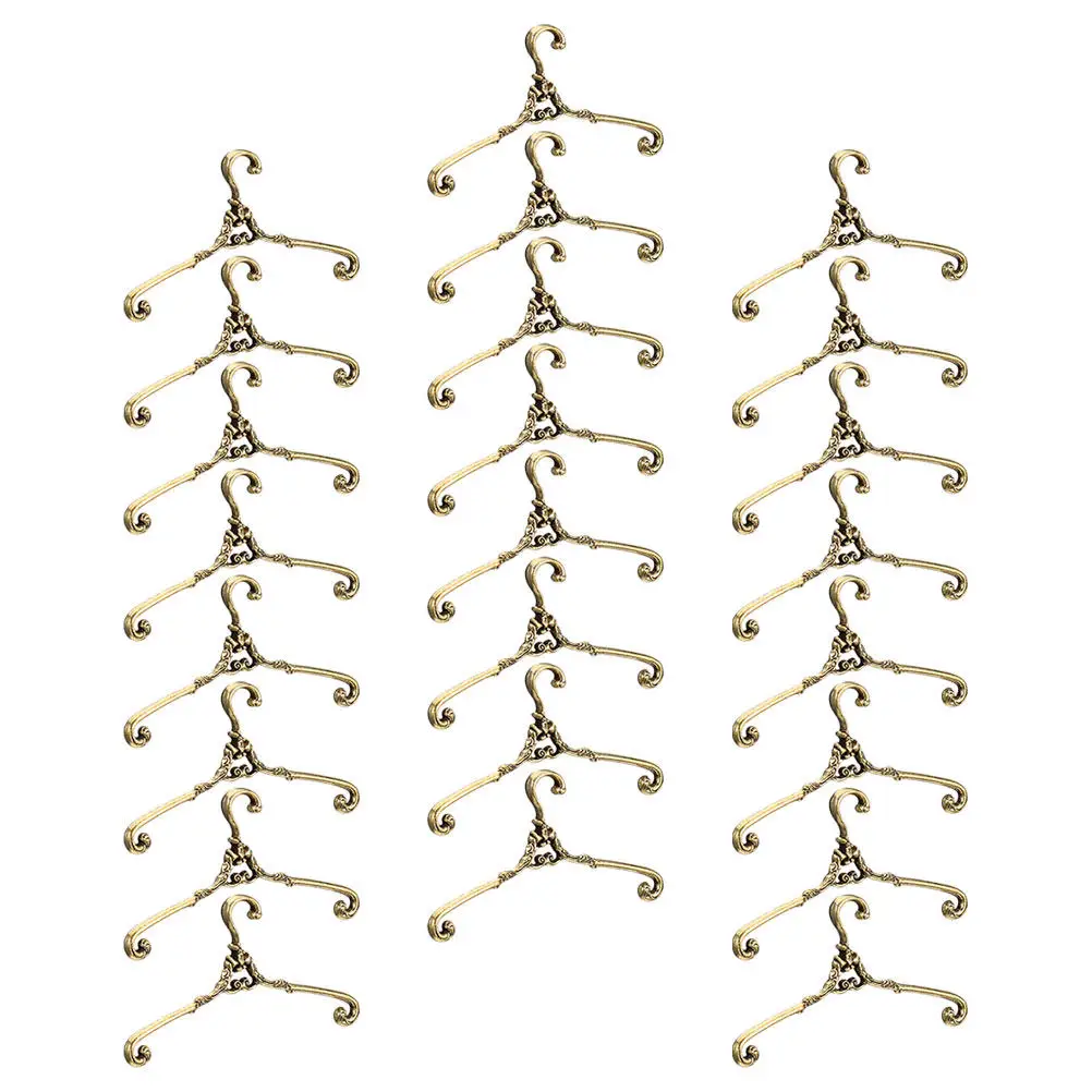 

48Pcs Metal Mini Clothes Hangers Retro Style Dollhouse Display Stand for Organized Miniature Clothing Storage Gown Hangers