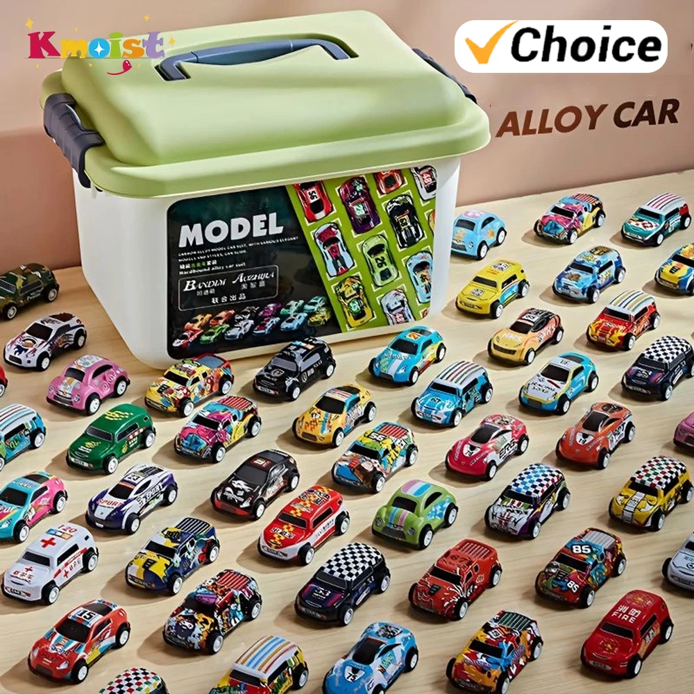 Mini Alloy Car Model Set with Storage Box Diecast Cars Toys for Boys Sliding Inertia Vehicle Children Toy Kit Kids Gifts