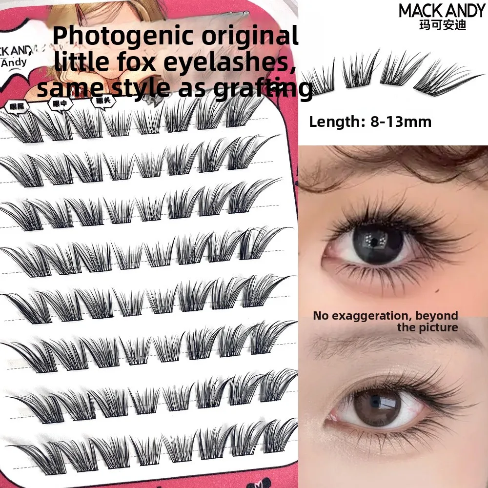 Glue-free Handmade Fale Eyelashes Winged End Eye Elongated Soft Natural Wispy Fluffy Manga Cat Curly Lashes Makeup 8-13mm