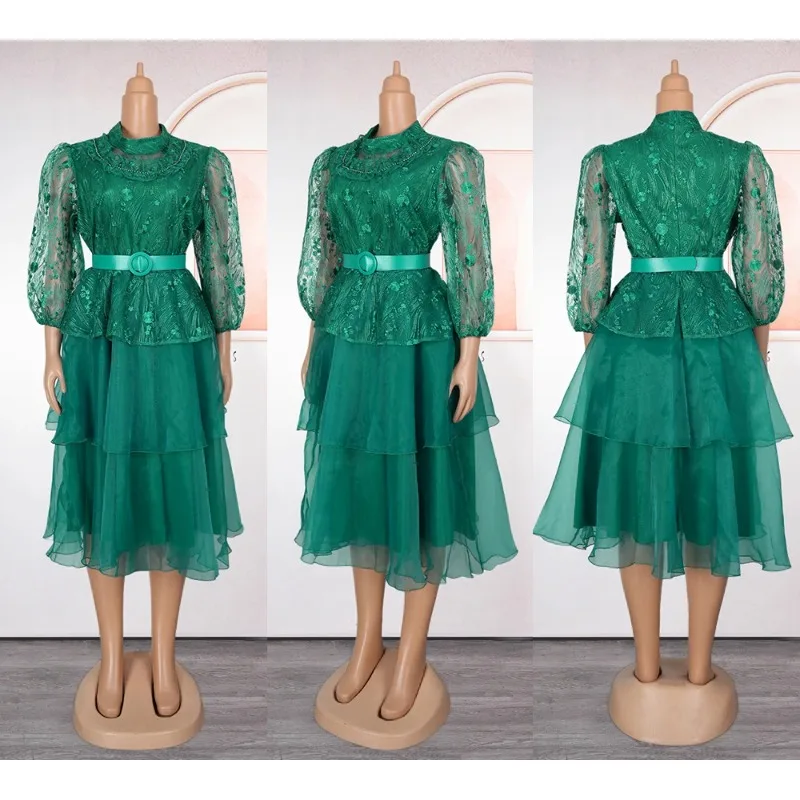 فستان أفريقي نسائي موضة ملابس أنيقة حجم كبير الصيف الخريف حفل زفاف الدانتيل خلع الملابس 2025 جديد تركيا رداء فاخر #4