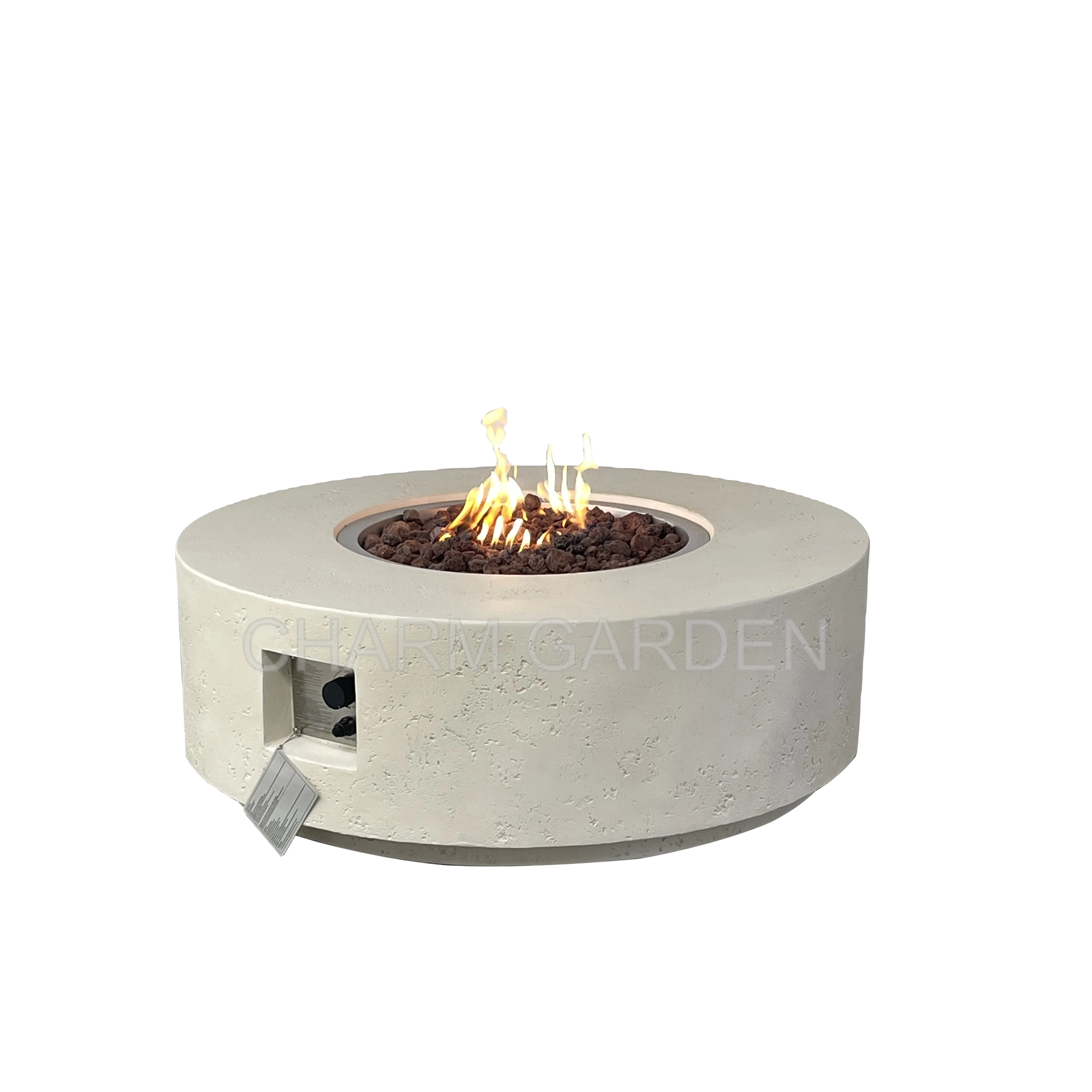 Hot Sale CHARM GARDEN Modern Rectangle GRC Fire Pit Coffee Table CE Certified Outdoor Patio Heater