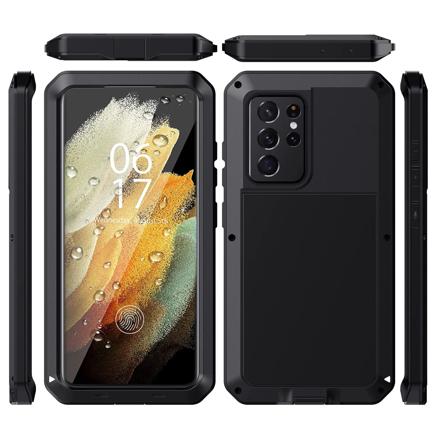 Luxury Doom Armor Dirt Shock Waterproof Metal Aluminum Phone Bags Case For Samsung Galaxy S21 Plus Ultra Cover