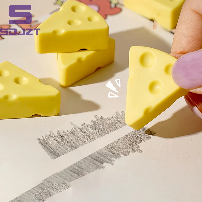 Simulation Cheese Eraser Soft School Supplies Clean Mess Free Stationary Office Student Rubber Eraser For Kids Gift