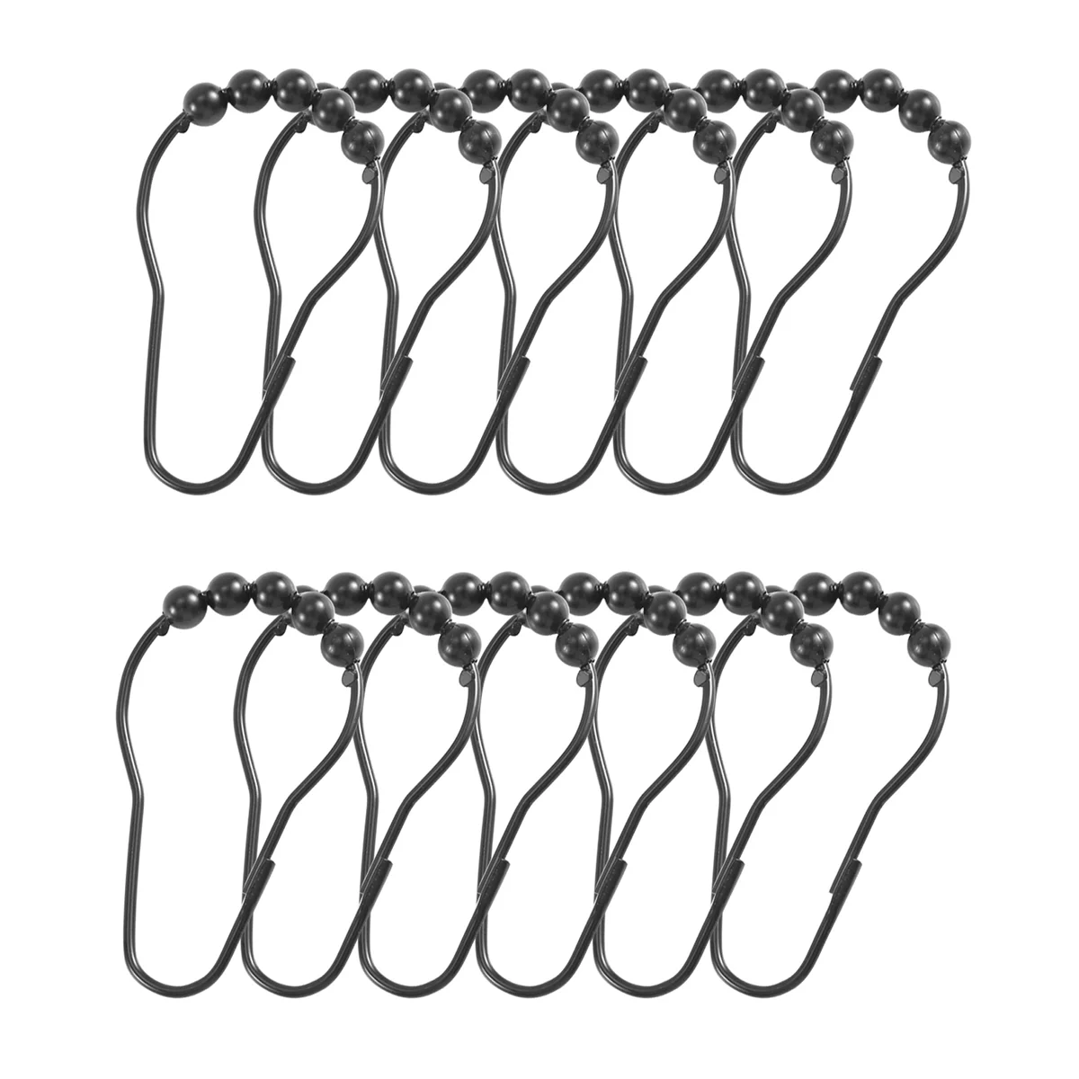 Shower Curtain Hooks Rings Metal Shower Curtain Hooks Rings for Bathroom Shower Rods Curtains Set of 12 Black