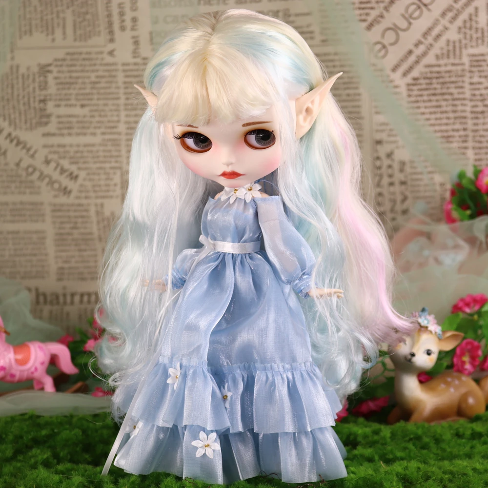 ICY DBS ブライスドール プリンセスドレス レインボーヘアカラー フェアスキン マットフェイス 30cm BJDドール 服付き 女の子向け フェスティバルギフト