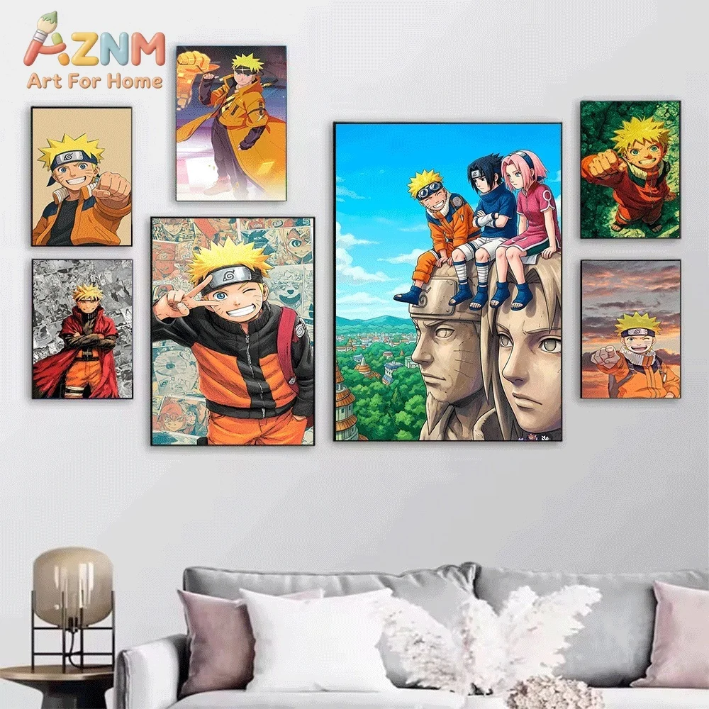 Naruto Uzumaki Japanese Anime Canvas Wall Art Print Poster Unframed Canvas Painting Home Bedroom Living Room Wall Decor Gift F