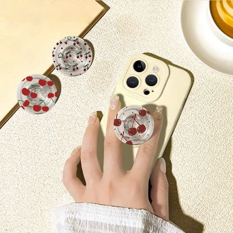 Cute Star Cherry Socket Grip Tok Acrylic Glue Material High Quality Transparent Folding Stand Phone Holder Foldable phone grip