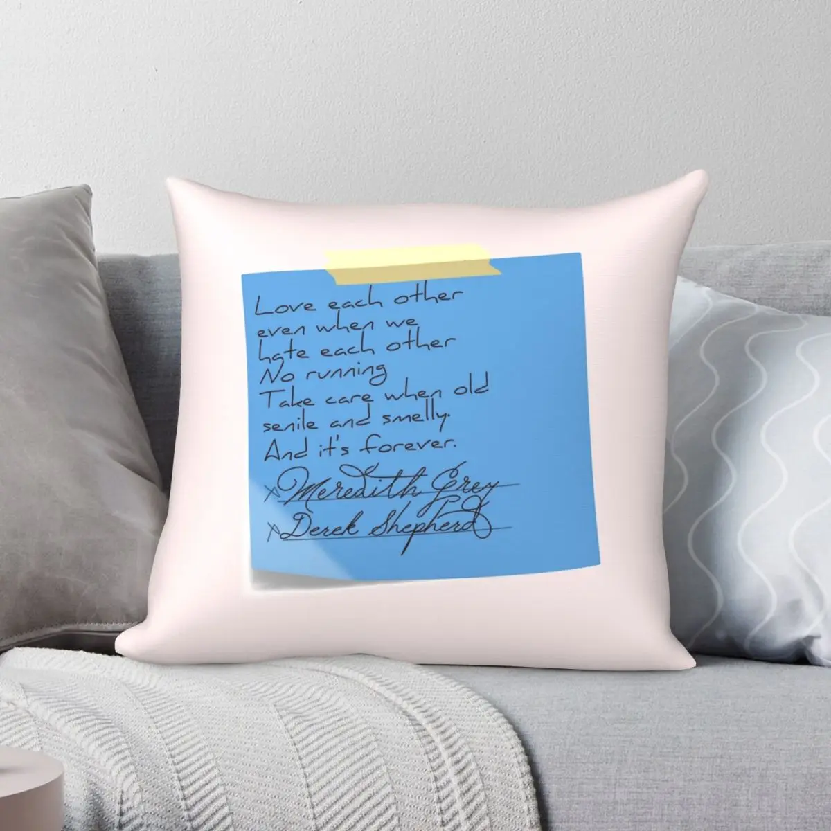 MerDer Post It Note Square Pillowcase Polyester Linen Velvet Printed Zip Decor Car Cushion Case