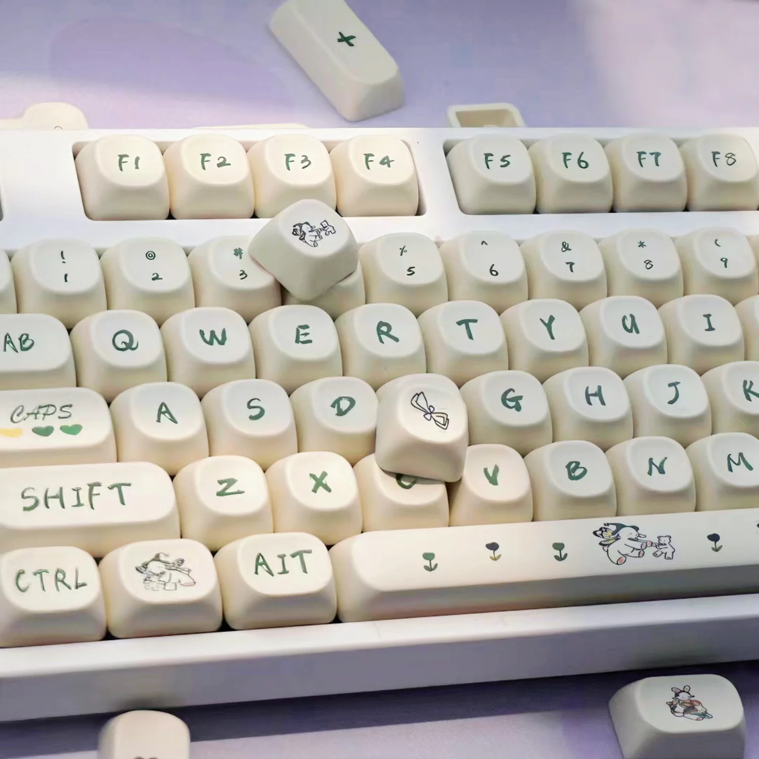 

Little Sheep Rabbit Keycap Set PBT MOA 127 Keys Girls Cute for Cherry Gateron MX Switches Gaming Mechanical Keyboards