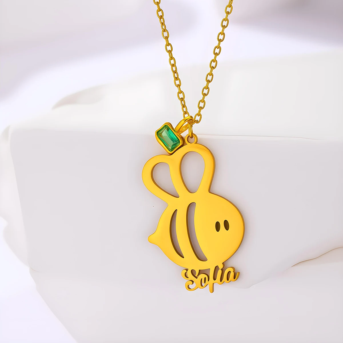 

Todorova Personalized Custom Name Cute Little Bee Stainless Steel Necklace For Women Girl Pendant Jewelry Gift