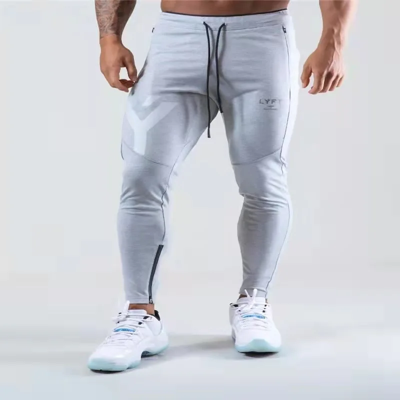 Lyft Fitness Pants Men, Autumn and winter new breathable sports casual pants, slim corset small foot zipper pants