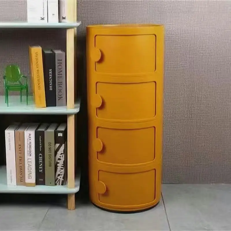 Bedside Table with Drawers Small Round Side Table Storage Cabinet Plastic Side Cabinet Nightstand for Bedroom Living Room image 5