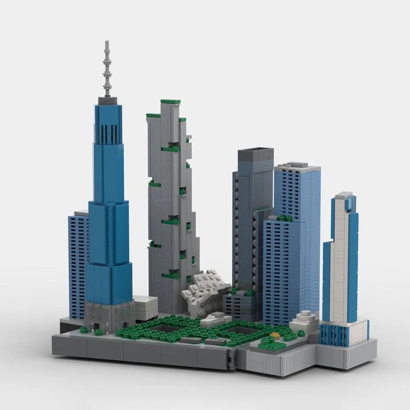 

Custom MOC building block toy New World Trade Center model 1193pcs Creative assembly toy set Skyscraper series