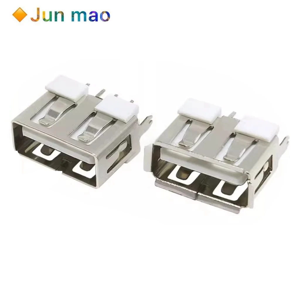 10PCS USB socket - A female roll edge vertical AF10.0MM A-type female socket short body 180 degree straight insertion connector