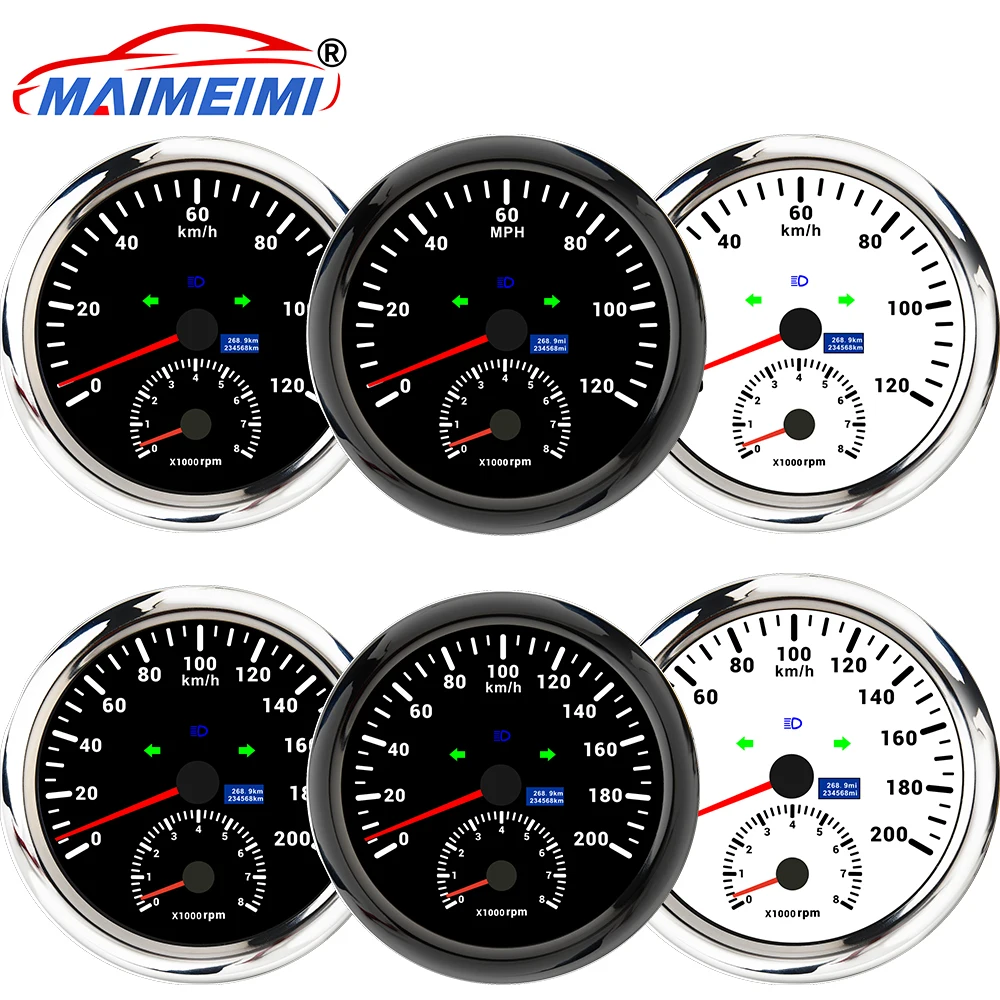 

110 мм GPS спидометр 0-120 км/0-200 км с тахометром 8000 об/мин 85 мм цифровой измеритель скорости автомобиля грузовика лодки для автомобиля Marine