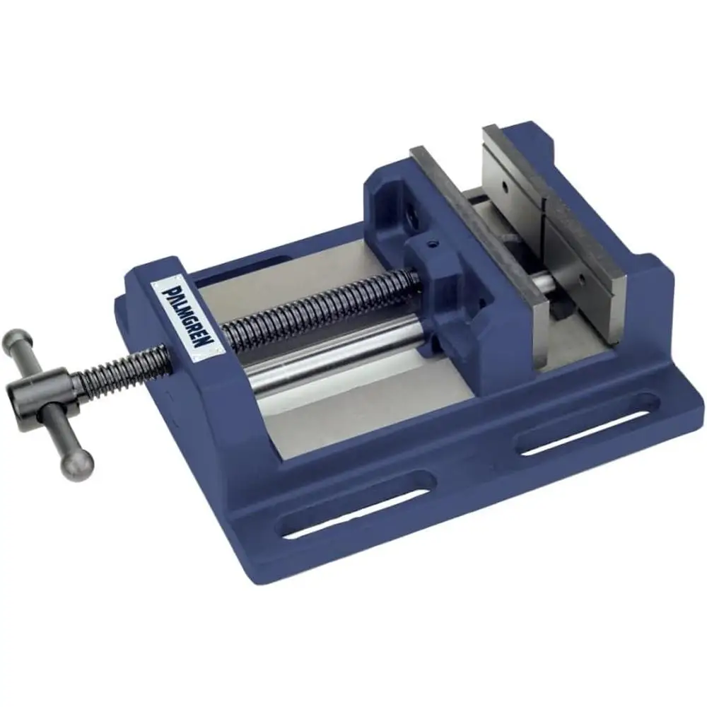 Low Profile Drill Press Vise 6 Inch Jaw Opening Heavy Duty Cast Iron Precision Compact Tool 15lb Jaw Deflection 002 at 2000lb