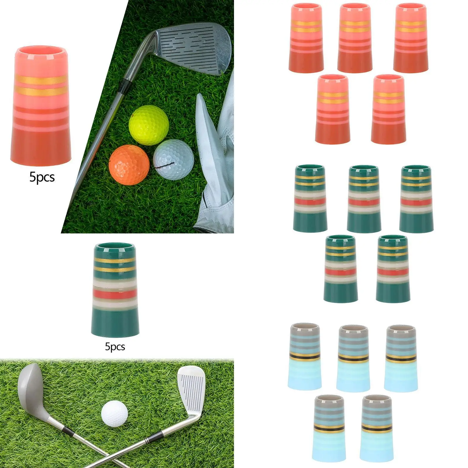 

5Pcs Golf Sleeve Ferrules End Caps 0.370'' Parallel Shaft Supplies Equipment Tools for Taper Tip Iron Wedge Golf Iron Ferrules