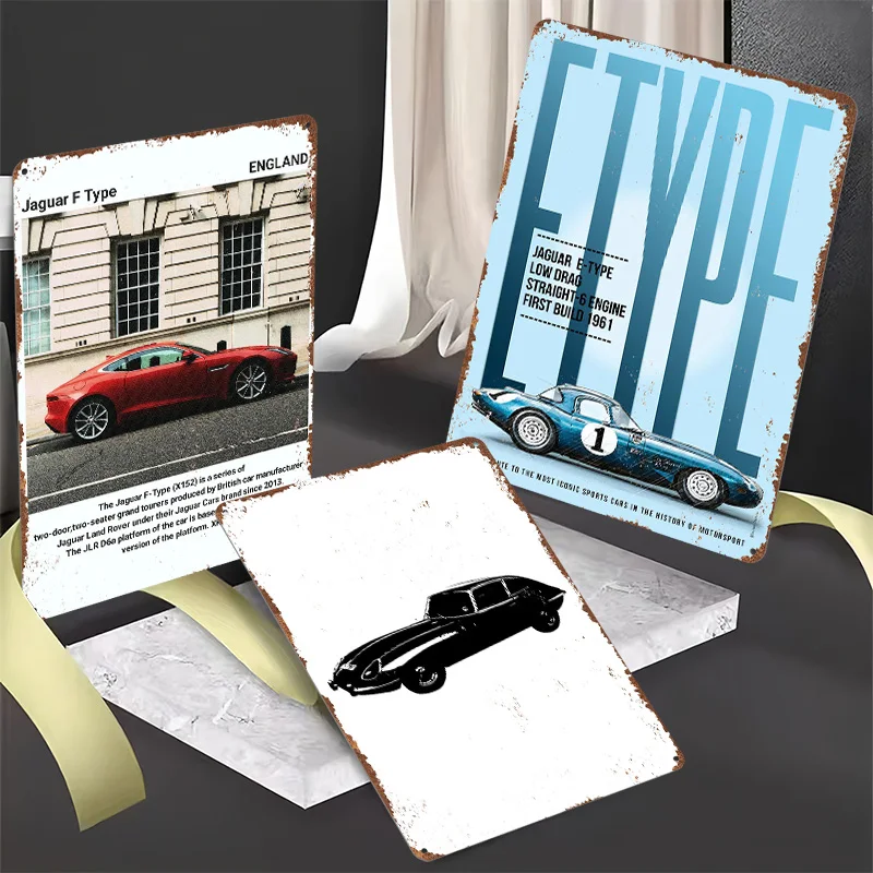 （Jaguar）Car Metal Posters Tin Sign Wall Art Luxury Home Decor Items Custom Metal Signs for Garage Decoration Bedroom Decorations