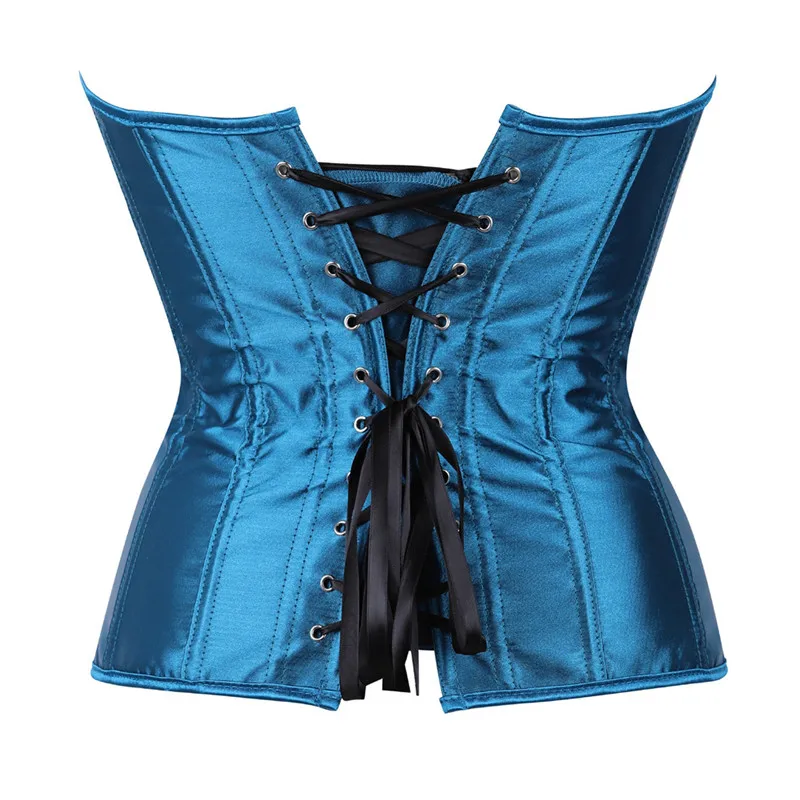 Caudatus Blue Corsets for Women Bustiers Overbust Tops Satin Sexy Costume Corselet Brocade Vintage Style Korsett Plus Size