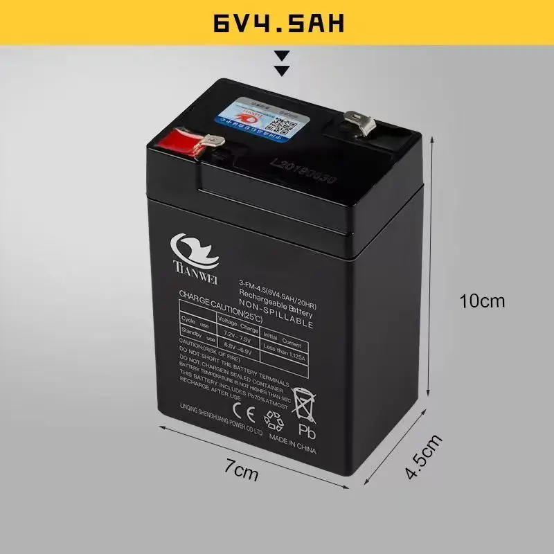 6V 4Ah .4.5Ah/5Ah Rechargeable Lead-acid Accumulator Battery ，for Children's Electric Vehicles Toy Cars Motorcycles  Battery