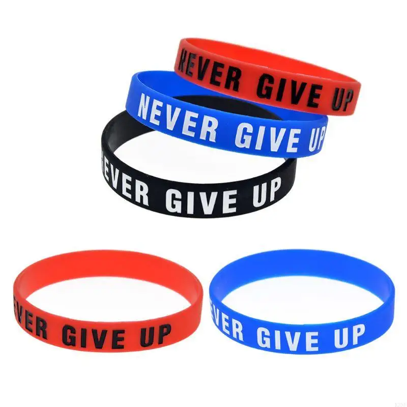 Pulseira silicone motivacional k3nf nunca desista da pulseira letras