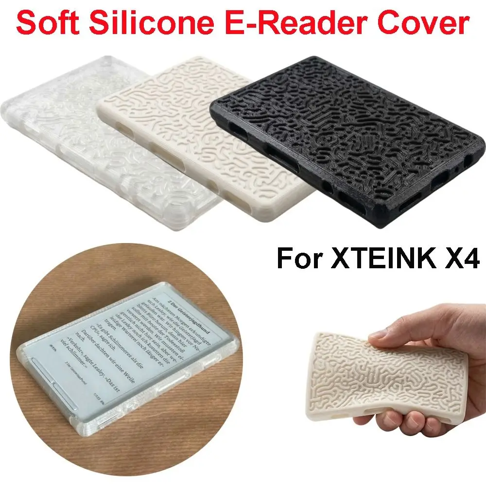 Silicone EBook Reader Case Lightweight Flexible Reader Protective Case Soft Shell Decorative Cover for XTEINK X4