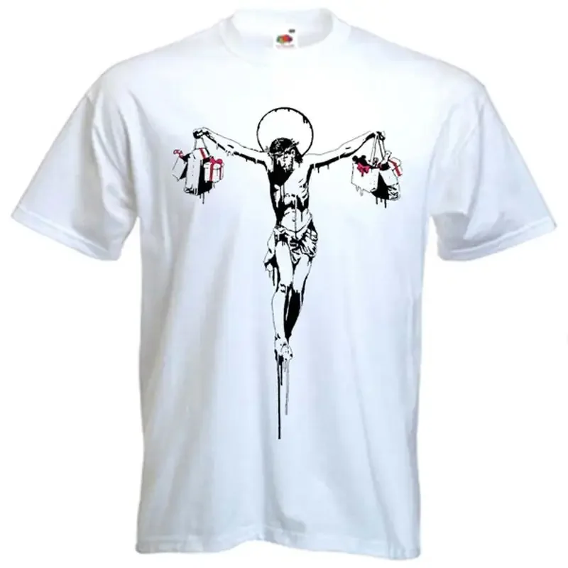 Banksy Commercial Jesus T-Shirt Urban Art Graffiti Größen S bis Xxxl