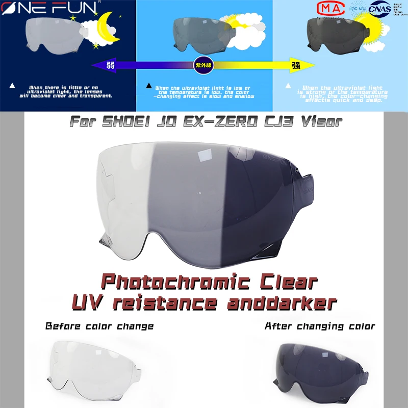 Photochromic Motorcycle Visor for SHOEI JO EX-ZERO CJ3 Helmet Visor Replacement,Windshield Lens,Uv-Protected,Scratch-resistant
