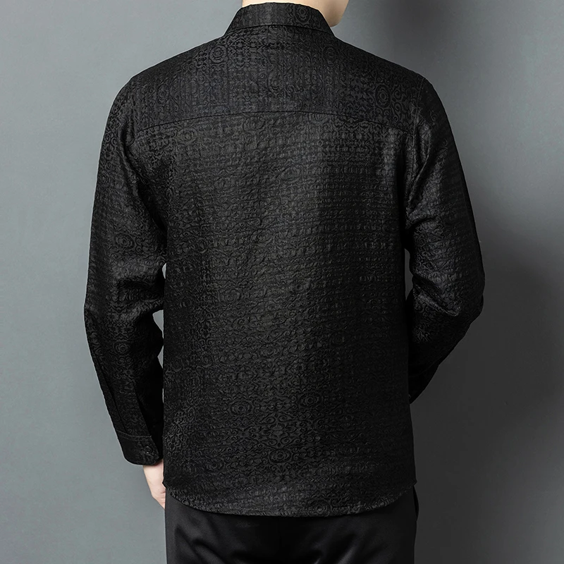 Gambiered Canton Gauze Shirts For Men Long Sleeve Skin-Friendly Summer High-Quality Real Silk 100% Lightweight Camisas De Hombre