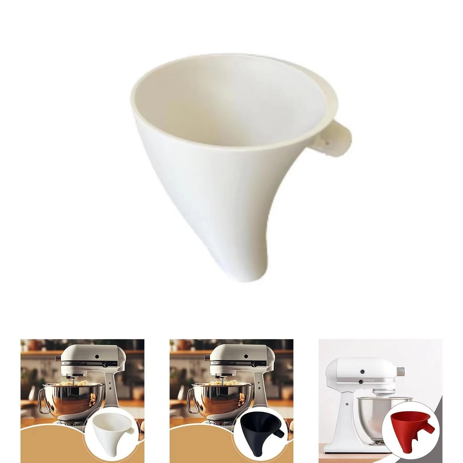 

1pc Flour Funnel Plastic Wide-Mouth Design Spill-Proof Precise Pouring Anti-Drop Kitchen Food Funnel for Kitchen Aid Mixer