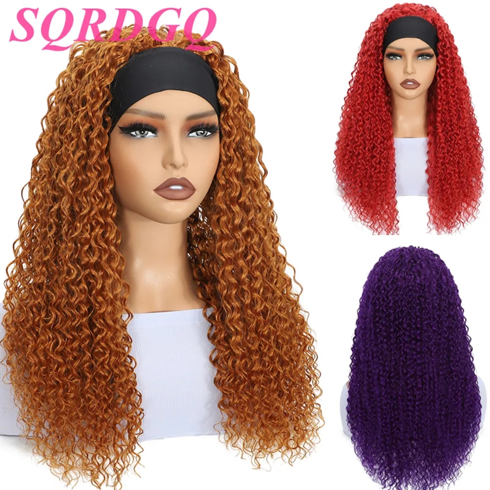 SQRDGQ Pelucas sintéticas rizadas profundas para mujer, peluca con diadema, peluca negra/613/27/99J, peluca rubia para mujer, pelucas con diadema en oferta